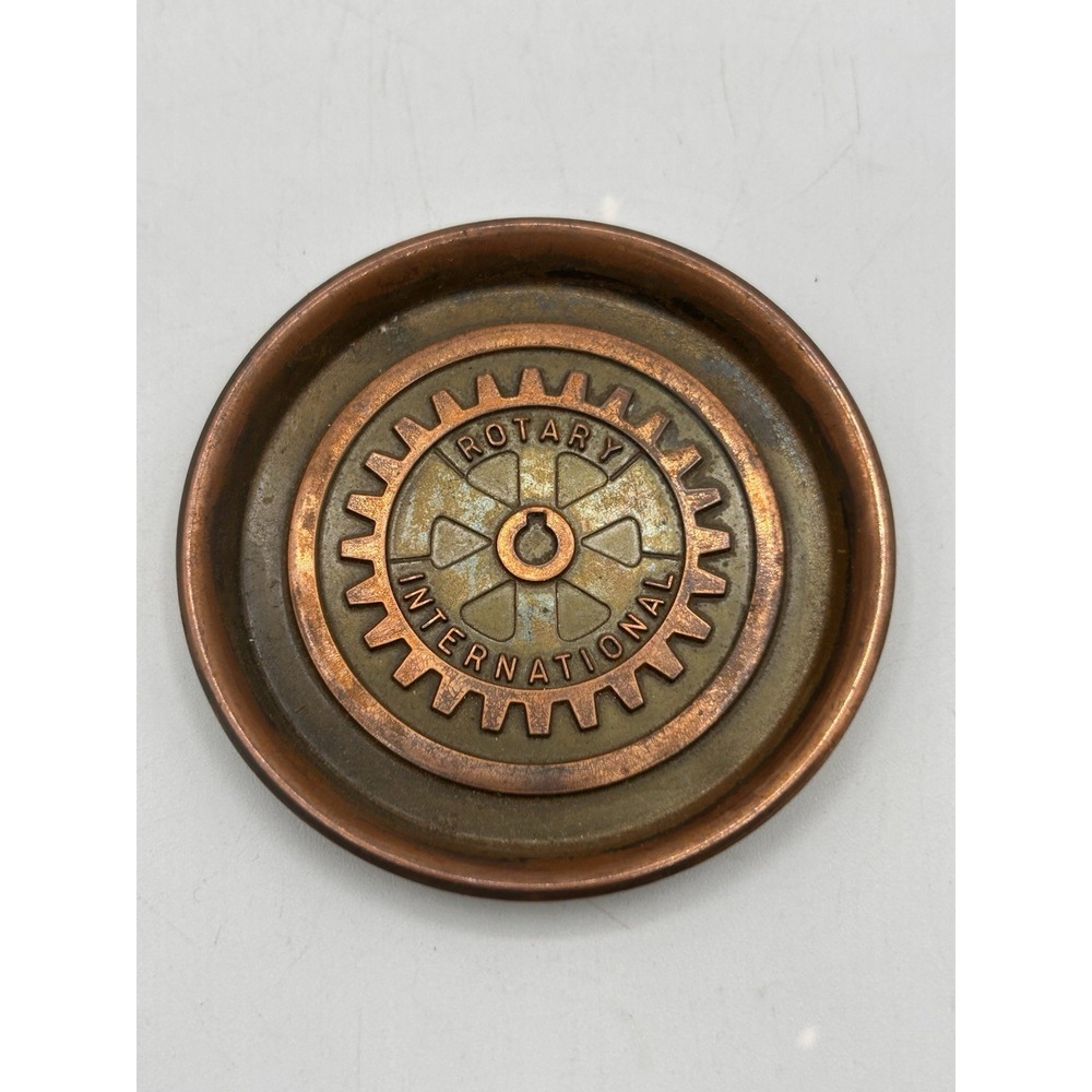 Vintage L E Mason Co Bronze Coaster "Rotary International" Bronze Coaster